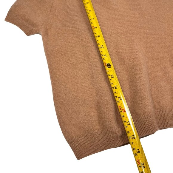 Quince 100% Mongolian Cashmere Crop Sweater Sz M Short Sleeve Tan Minimalist - Picture 8 of 8